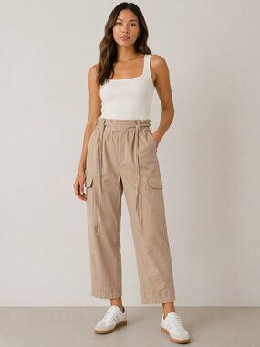GAP Cargo Pants Size 12 Beige Utility High Rise Tie Waist